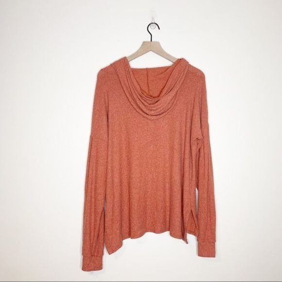 NEW PST Project Social T Rust Wren Long Sleeve Cozy Rib Knit Hoodie XL - Picture 3 of 11